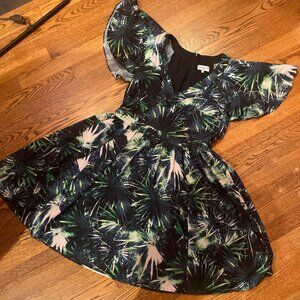 Size 12 Palm Frond Print Mini Dress